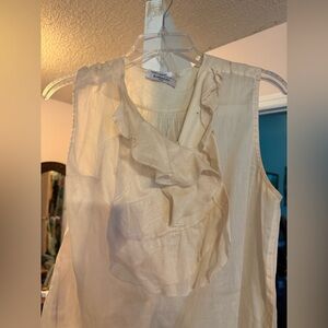 Givenchy Cream Ruffled Sleeveless Blouse